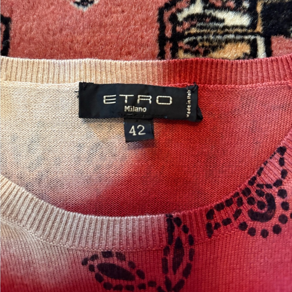 Etro Milano Red Print Spring Sweater - Picture 4 of 7